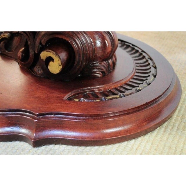 Vintage Mediterranean Style Carved Syroco Glass Top Round Low End Tables - Pair For Sale - Image 9 of 10
