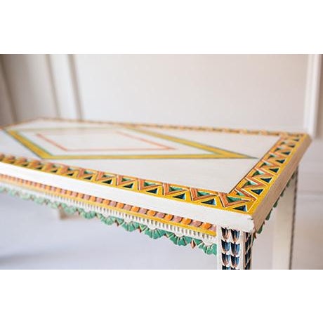 Vintage Hand Carved and Painted Scandinavian Style Coffee Table For Sale - Image 9 of 16