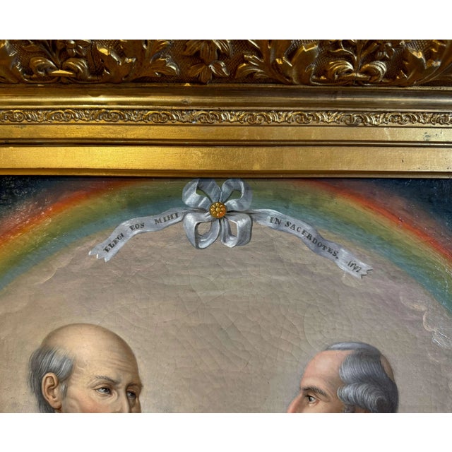 Gold 19th Century French Religious Oil Painting of Five Priests in Giltwood Frame For Sale - Image 8 of 9