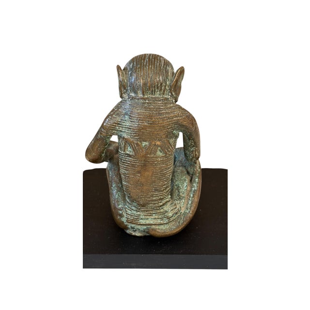 Vintage African Ashanti Akan Bronze Sculpture of a Monkey I Coast 4"h W/Stand For Sale - Image 4 of 4