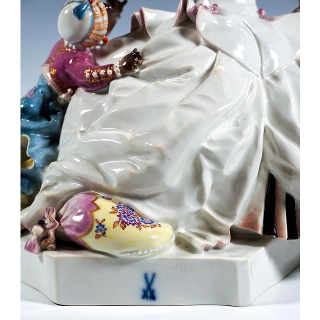 Large Crinoline Lady Playing with Child Figurine by Paul Scheurich for Meissen, 1956 For Sale - Image 9 of 12