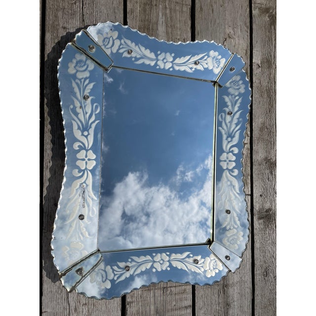 Venetian Mirror with Flowers, 1950s For Sale - Image 7 of 7