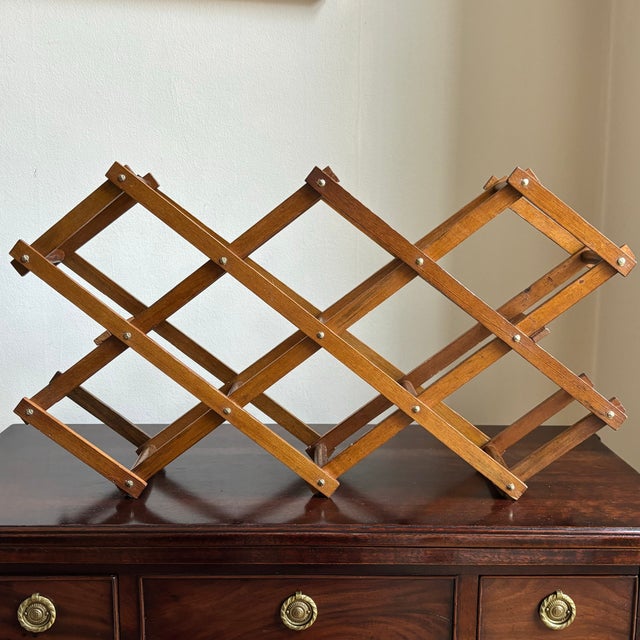 Brown Mid-Century Modern Accordion-Style Wood Wine Rack For Sale - Image 8 of 10