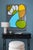 This striking, original acrylic painting features an energetic graphic abstract composition built around bold outlines and...