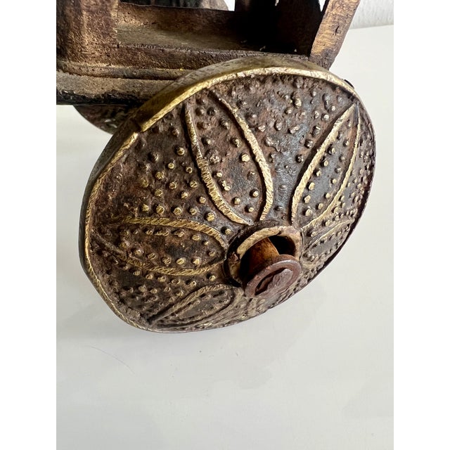 Antique Cast Metal Temple Toy , Early 20th Century Horse & Carriage Sculpture For Sale - Image 12 of 17