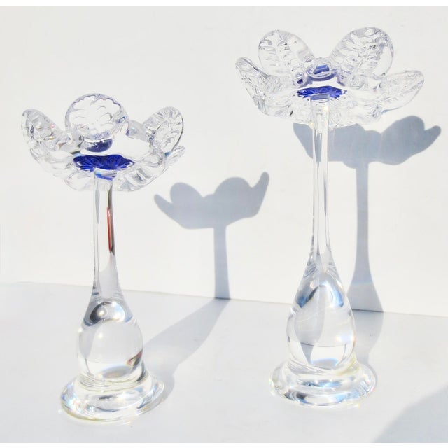 1980s Rolf Sinnemark for Kosta Glass Glass Flowers - a Pair of 2 For Sale - Image 5 of 6