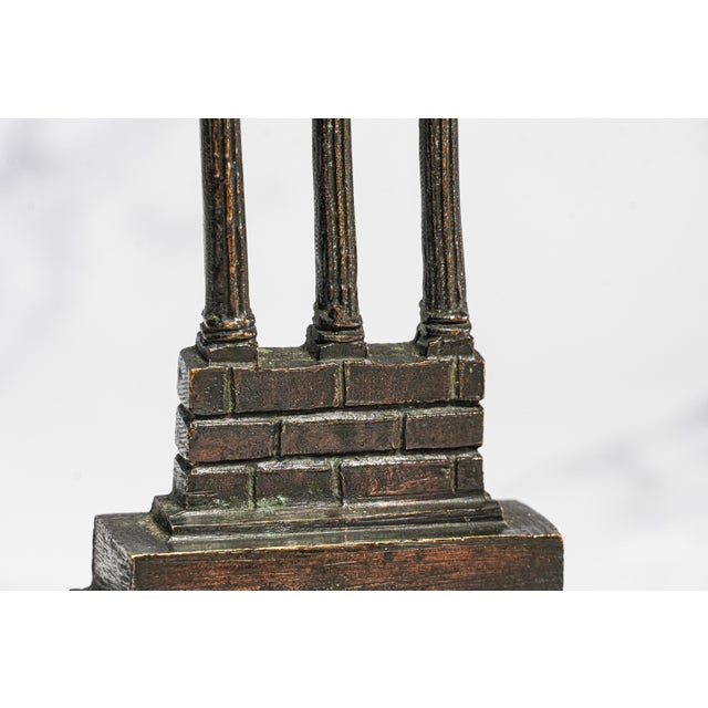 Lovely Pair Antique Small Miniature Bronze Roman Temple Models, Grand Tour Vespasian Castor Pollux Marble Base Neoclassical For Sale In New York - Image 6 of 15