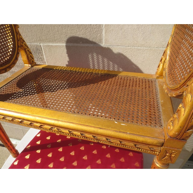 Napoleon III Gilt and Caned Piano Bench For Sale - Image 4 of 11
