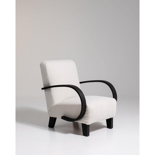 French Mid 20th Century France Cream Wood Armchair For Sale - Image 3 of 11