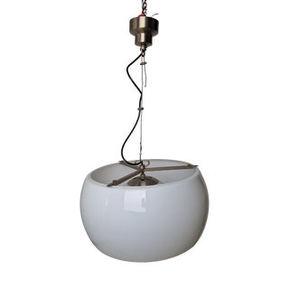 Large Omega Burnished Chandelier in Opaline Glass by Vico Magistretti for Artemide, 1960s For Sale