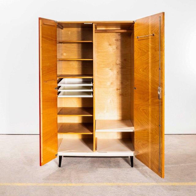 : 1960’s Good Sized Mid Century Red Door Open Wardrobe – Up Zavody. Superb practical piece of mid century storage by the...