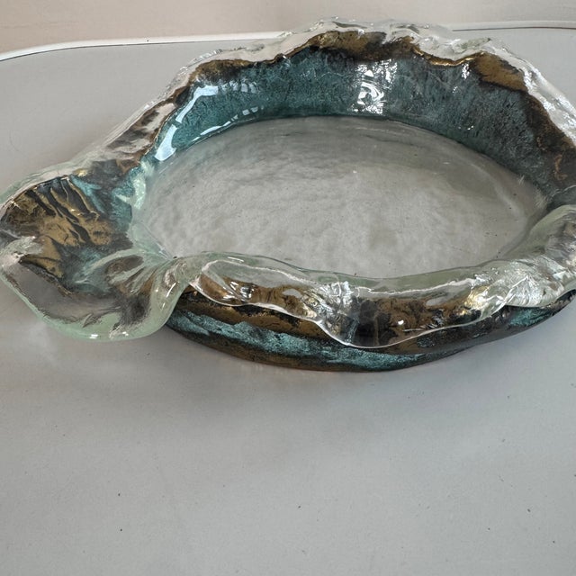 Molded Bowl in Cast Glass and Forged Bronze, 1980s For Sale - Image 9 of 12