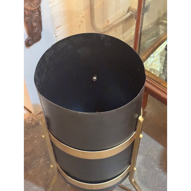 Italian MCM Style Steel and Brass Umbrella Stands For Sale In Dallas - Image 6 of 6