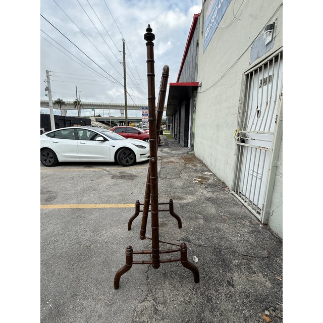 Brown 20th C Faux Bamboo Wood Cheval Dressing Mirror For Sale - Image 8 of 8