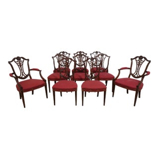 Set of 10 Karges Hepplewhite Mahogany Dining Room Chairs For Sale