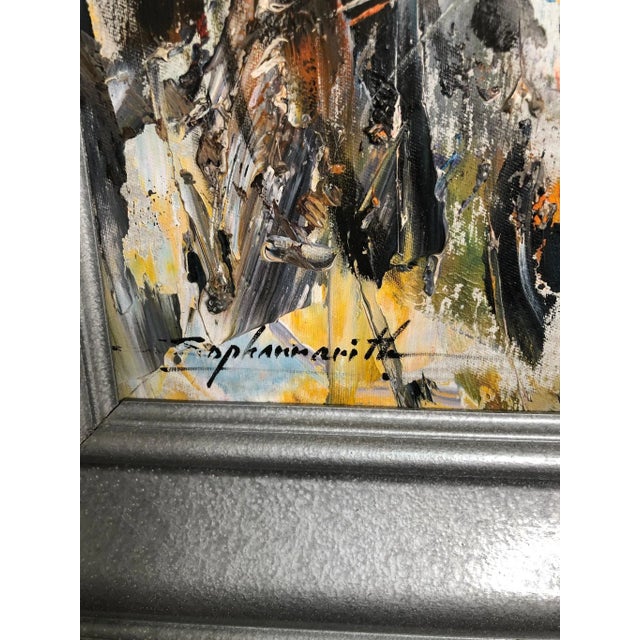 The Tiger Abstract Oil on Canvas Signed on the Bottom Thu Sophannarith (Cambodian, 1960) For Sale - Image 4 of 5