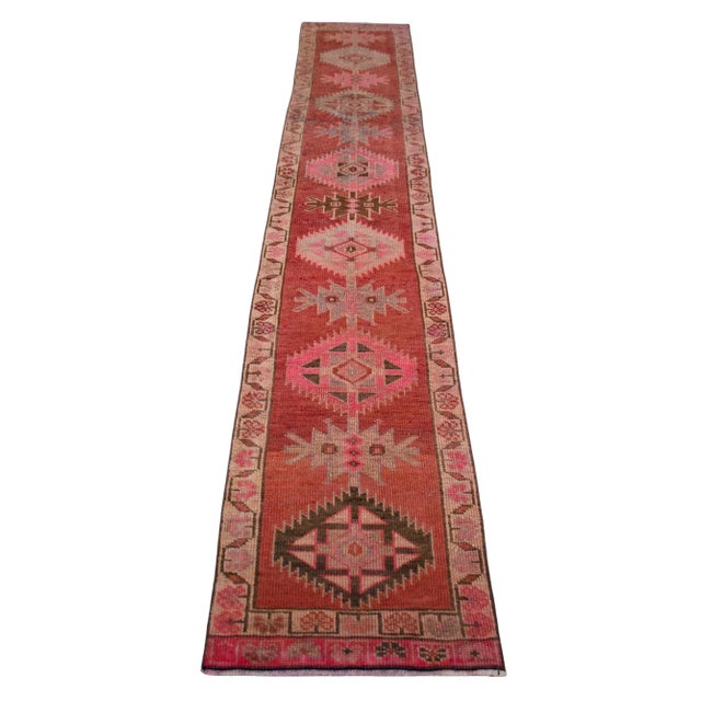 1970s Hand-Knotted Turkish Low Pile Herki Hallway Rug For Sale - Image 5 of 11