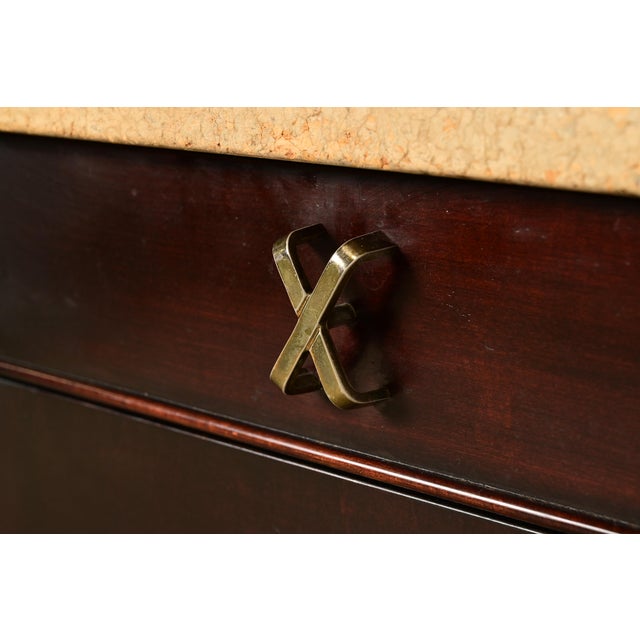 Wood Paul Frankl for Johnson Furniture Mid-Century Modern Hollywood Regency Mahogany Sideboard or Bar Cabinet | Circa 1950s For Sale - Image 7 of 15