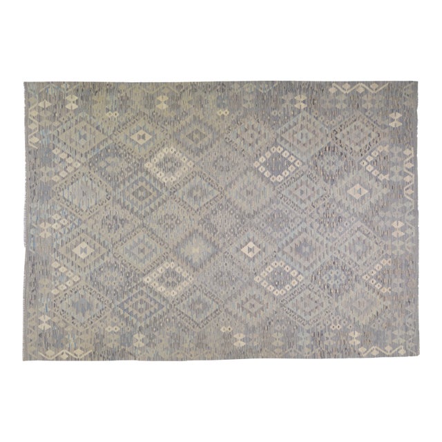 Afghan Hand Made Organic Wool Maimana Kilim,6'7"x9'4" For Sale