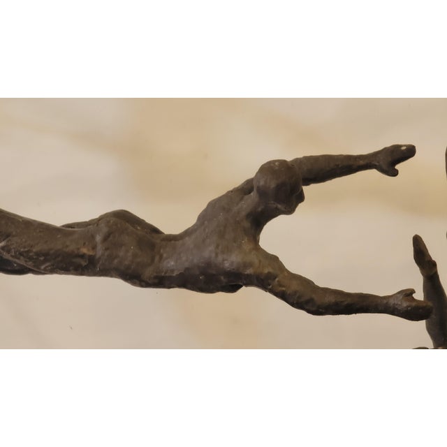 Metal Ernest Troval Attributed Wall Sculpture Falling Man Iron Large 45inch Circle For Sale - Image 7 of 10