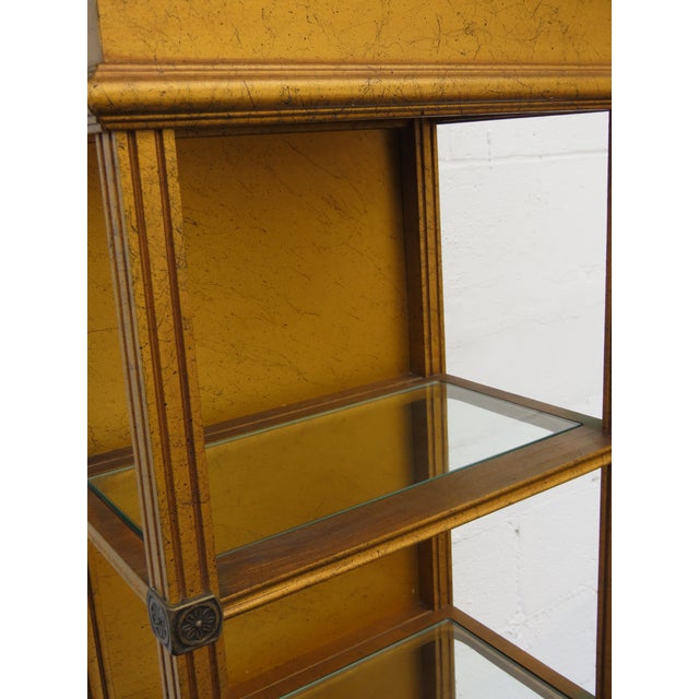 Hollywood Regency Tall Narrow Distressed Gold Display Shelf Cabinet 6661 For Sale - Image 10 of 15