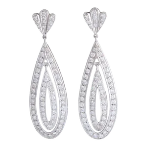 Long Diamond Gold Dangling Drop Earrings - 2 Pieces