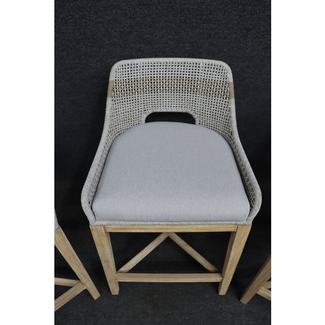 Contemporary Set of 3 Essentials for Living Woven Counter Stools For Sale - Image 3 of 13