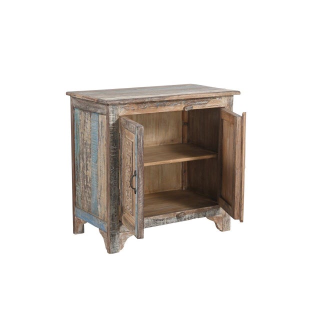 Farmhouse Cabinet/Buffet Constructed From Antique Indian Door Panels and Reclaimed Wood For Sale - Image 3 of 4