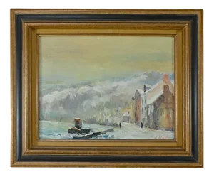 Duboc, Under the Snow, 1980s, Oil on Canvas, Framed