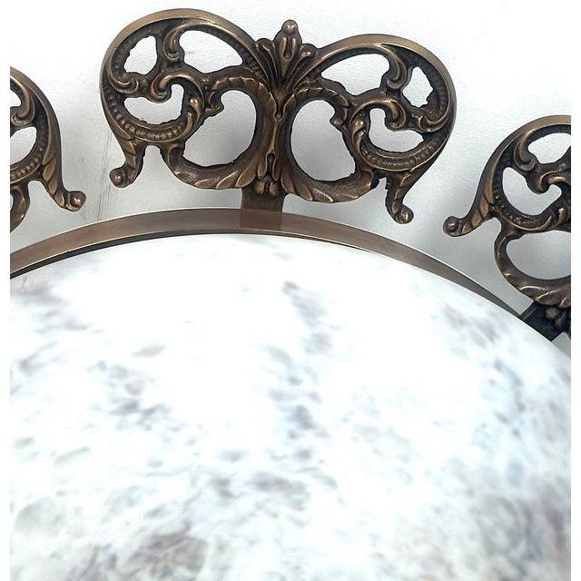 Mid-Century Modern Vintage Ceiling Lamp in Brass and Marbled Glass, 1950s For Sale - Image 3 of 10
