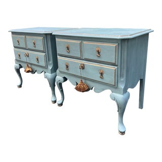 Sumter Furniture Oak Two Drawer Bedside Chests Nightstands - Newly Painted For Sale