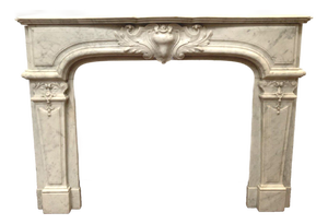 Regency Style Fireplace in White Carrara Marble, 1800s