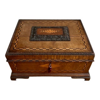 19th Century Walnut Jewelry Box With Inlay For Sale