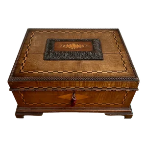 19th Century Walnut Jewelry Box With Inlay