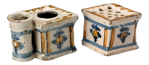 Majolica Inkwell and Dustpan