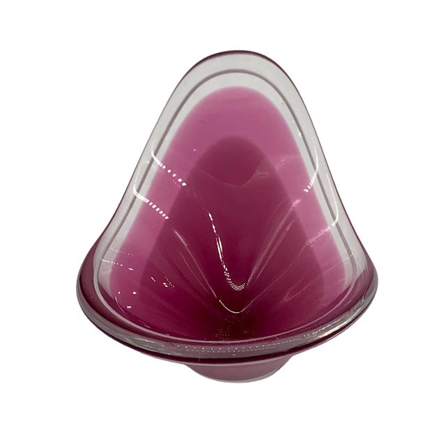 Flygsfors Coquille Cased Art Glass Scoop Bowl - Vintage (1950's - 1960's) - Swedish Handblown - Designed by Paul Kedelv -...