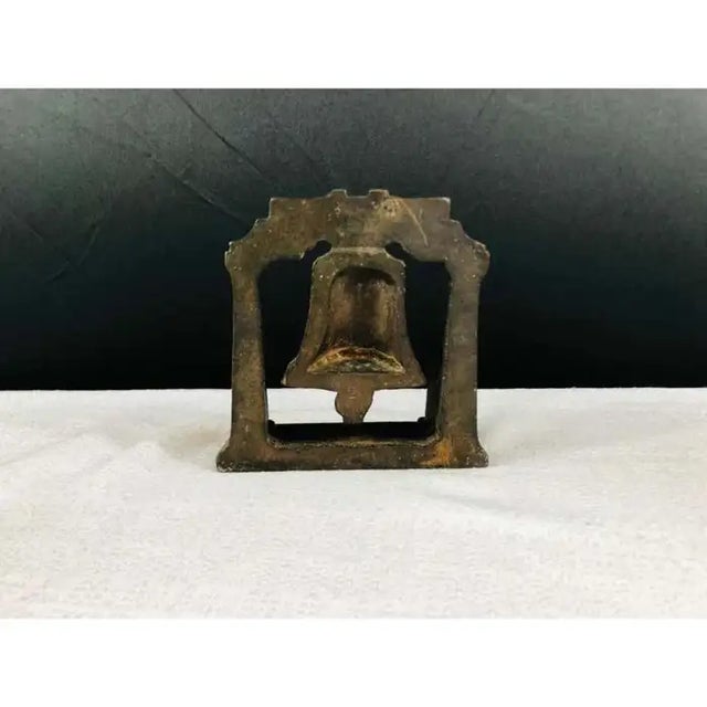 Metal Medieval Antique Cast Bronze Mission Bell Sculpture Bookend, a Pair For Sale - Image 7 of 7