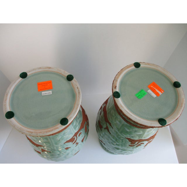 Turquoise Large Handmade Maitland Smith Turquoise & Terra Cotta Vases For Sale - Image 8 of 10