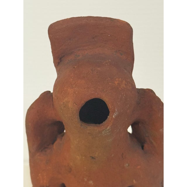Vintage Pre-Columbian Style Terracotta Seated Figure Sculpture 5” T X 2” W X 3” D For Sale - Image 10 of 11