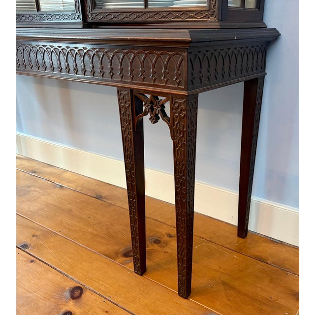 Wood 19th Century Chippendale Style Carved Mahogany China Display Cabinet For Sale - Image 7 of 11