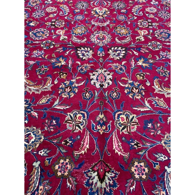 Red 1960s Old Persian Mashad Area Rug 11'6" X 16'9" For Sale - Image 8 of 13