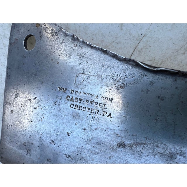 Antique Wm. Beatty & Son Wood Cleaver Signed For Sale In West Palm - Image 6 of 6