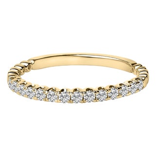 14K Yellow Gold 1/4 Cttw Round Diamond Prong Set Wedding Band - Size 7 For Sale