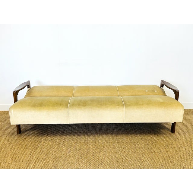 Vintage Scandinavian Velvet Convertible Sofa and Armchair, 1960s, Set of 2 For Sale - Image 15 of 18