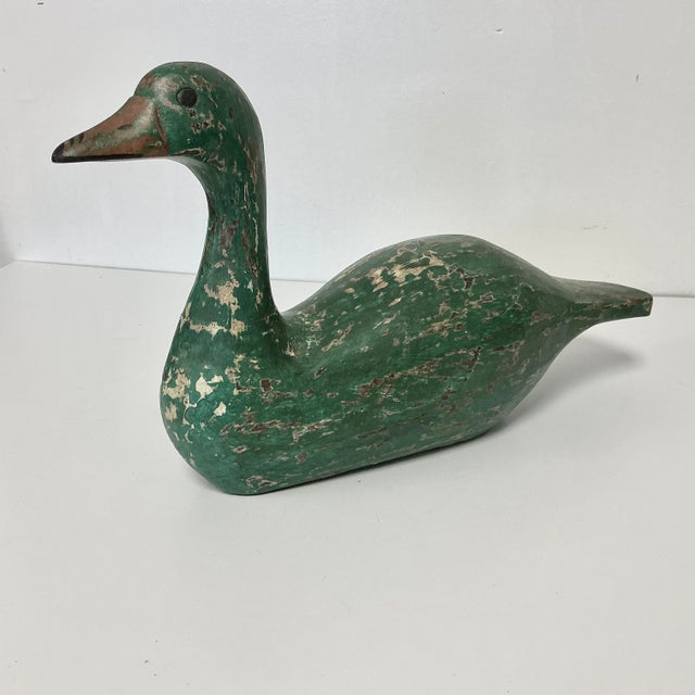Farmhouse 1970s Vintage Farmhouse Arts & Crafts Hand Carved Wood Duck Sculpture. For Sale - Image 3 of 15