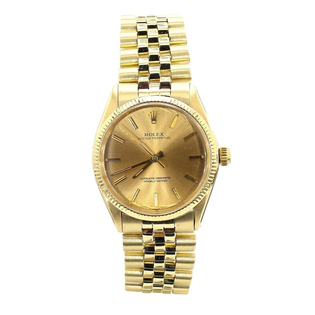 1970s Rolex Oyster 1005 Champagne Dial Gold Vintage Watch For Sale - Image 5 of 11