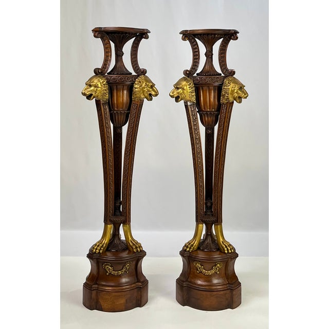 Neoclassical Empire Style Parcel Gilt Pedestals - A Pair For Sale - Image 9 of 18