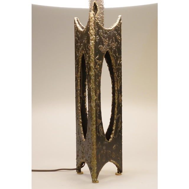 Feldman Lighting Large Brutalist Thick Torch Cut Steel Sculpture Table Lamp 1960s in the Manner of Tom Greene Feldman For Sale - Image 4 of 11
