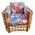Vintage 1970s Rattan Club Chair With Updated Upholstery For Sale