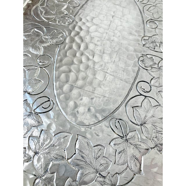 Silver Circa 1930/1940 Striking Ivy & Vine Riveted Handle Hand-Forged Aluminum Tray For Sale - Image 8 of 13